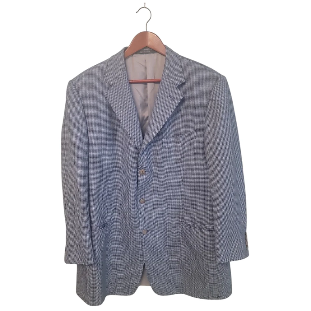 Ermenegildo Zegna‎ Trofeo Blue Wool Houndstooth Sport Blazer Size 56R